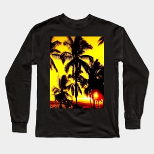 Golden Palm Tree Sunset Long Sleeve T-Shirt